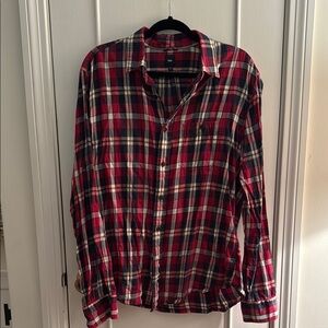 GAP Red and Blue Casual Button Down Shirt